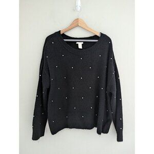 H&M Jeweled Pullover Sweater Wool Blend Women's Size XL